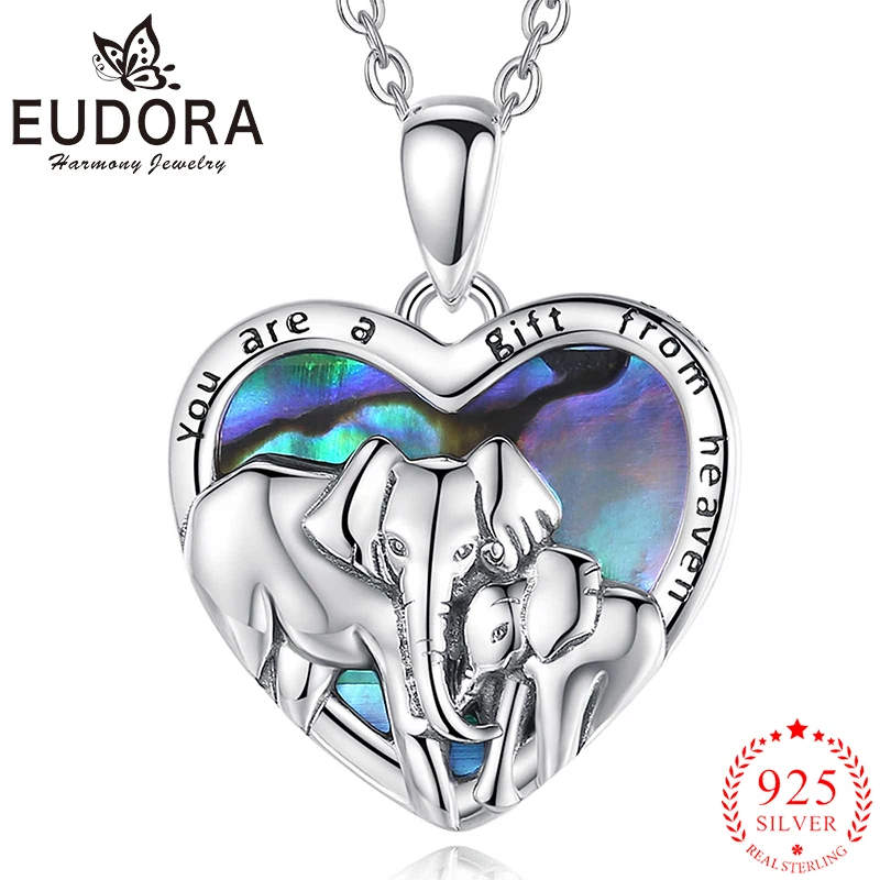 

Eudora 2021 новый стиль 100% Стерлинговое Серебро 925 пробы ожерелье с подвеской в виде слона Морская ракушка голова модные ювелирные изделия подар...