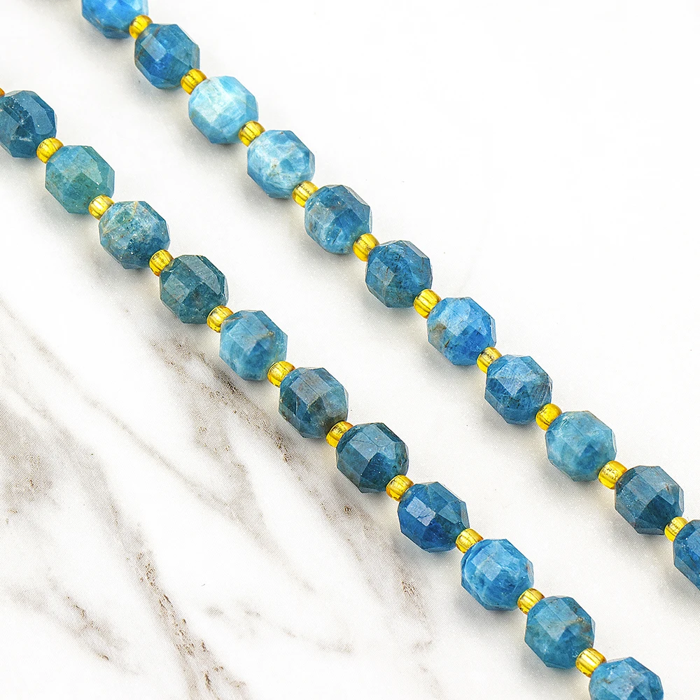 

8mm Natural Stone Polygon Apatite Loose Spacer Beads for Women Bracelet Necklace Charm DIY Jewelry Handmade Accessories