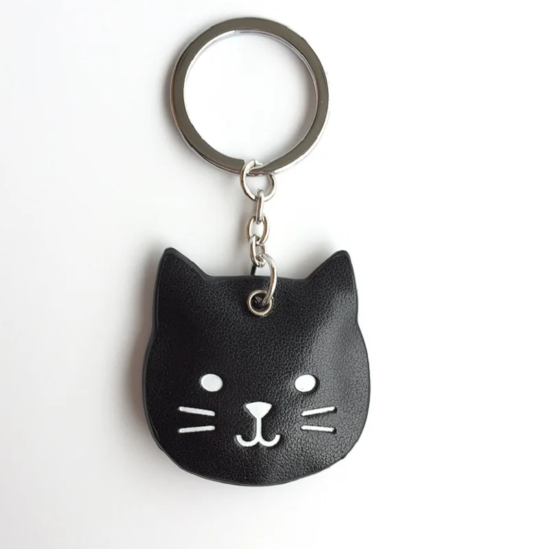 

double-face black cat keychain for women key ring PU key chain kitty keychain cute portachiavi chaveiro llaveros bag charm