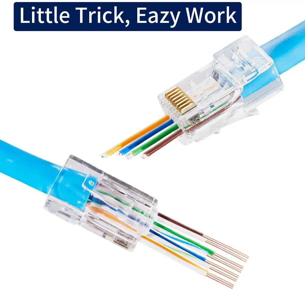Разъем ZoeRax RJ45 30 МК позолоченный проходной через 3-контактные разъемы Cat6 и кабель