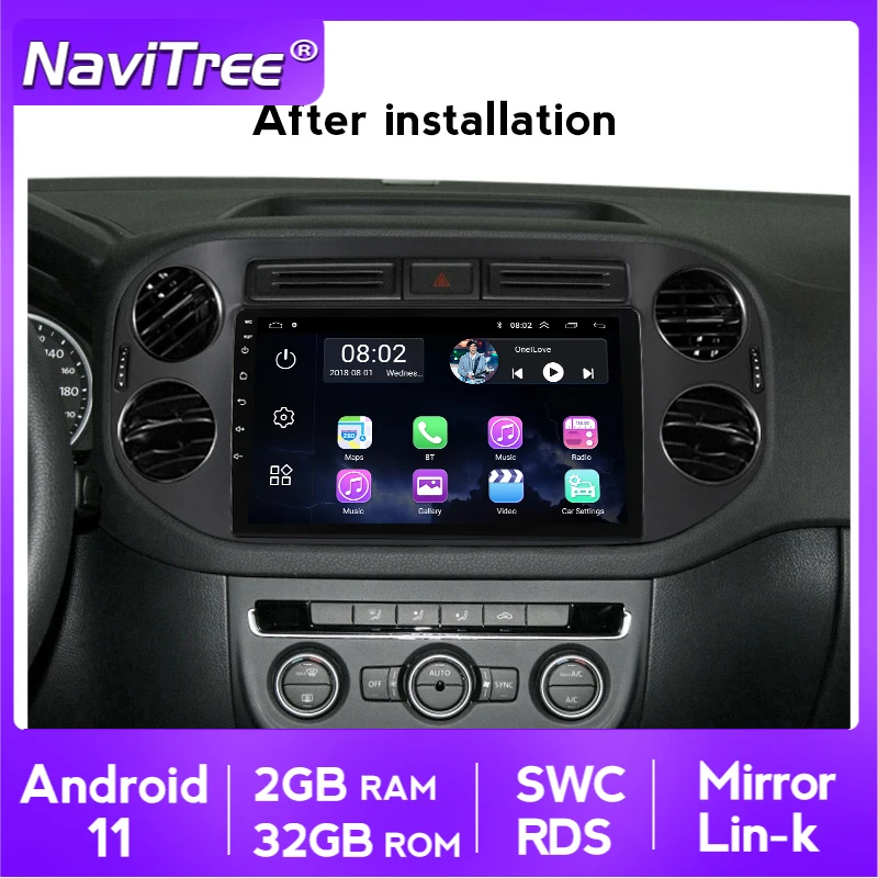 Автомагнитола для Volkswagen Tiguan 1 NF 2006 2016 мультимедийный видеоплеер с навигацией GPS