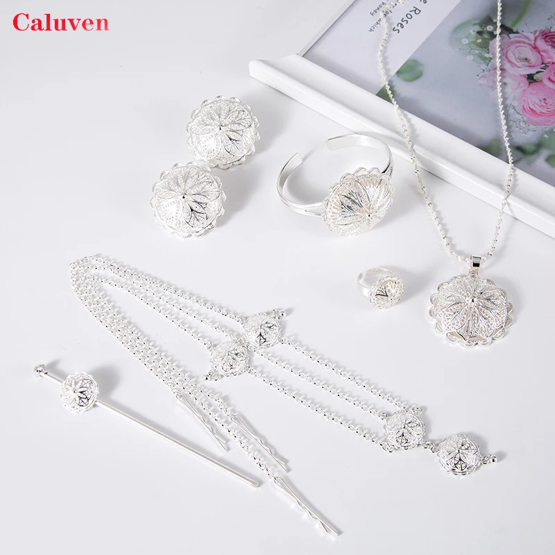 Женский комплект из колье серёг и кольца в эфиопском стиле|Ювелирные наборы| |