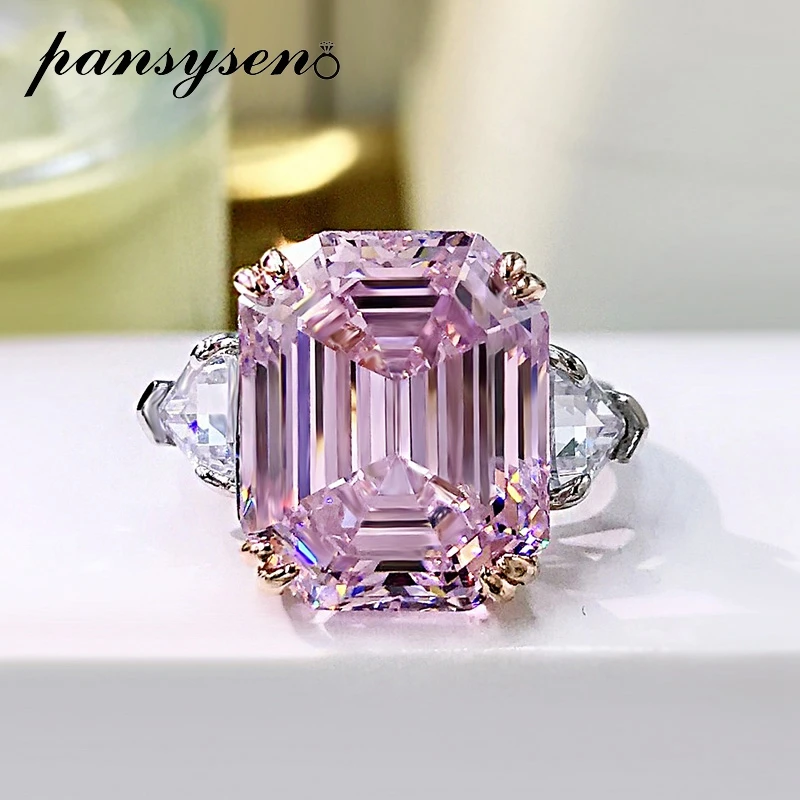 

PANSYSEN 100% 925 Sterling Silver Sapphire Citrine Simulated Moissanite Gemstone Rings for Women Wedding Engagement Fine Jewelry