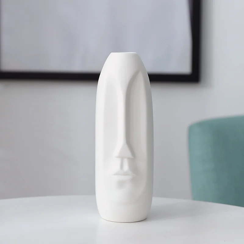 

Creative Ceramic Flower Vase Abstract Human Face Crafts Nordic Minimalist Ornaments Dried Flower Decor Home Decoration