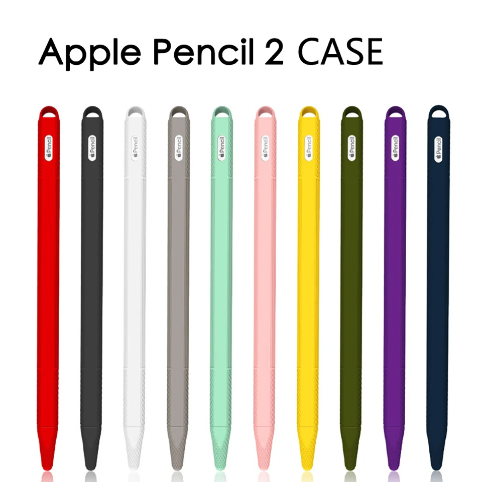 Цветной Мягкий силиконовый чехол для Apple Pencil 2 совместимый с iPad планшетом