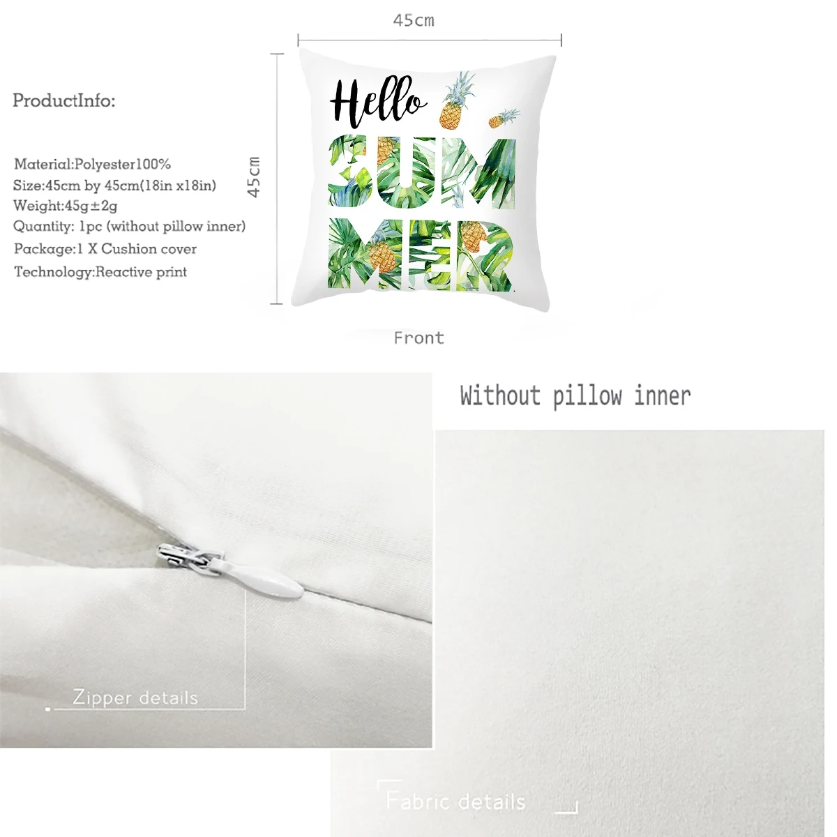 

45*45cm Summer Tropical Plants Cushion Cover Throw Pillow Decorative Plants Cushion Cover Pillowcase For Home Sofa Pillowcase