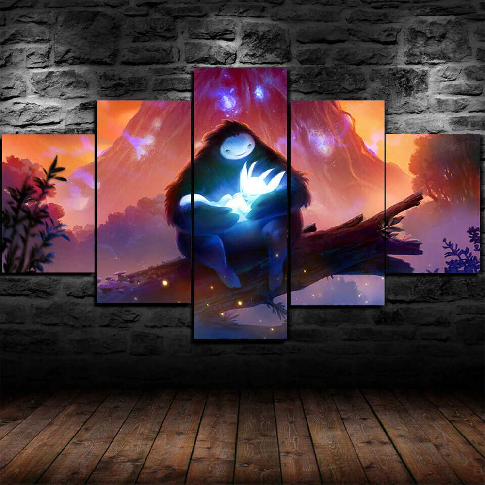 

5 Pieces Wall Art Canvas Painting Animated Cartoon Poster Modern Living Room Bedroom Home Decoration Modular Pictures Frame
