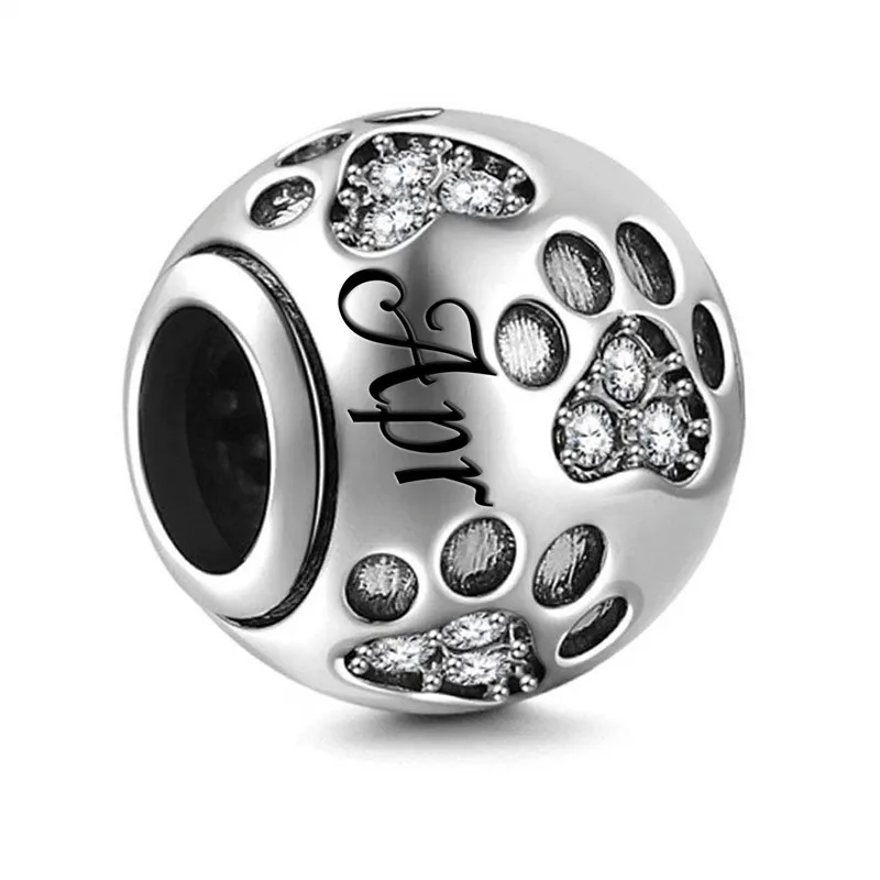 Лидер продаж серебряный шарм 12 цветов по месяцу рождения подходящий для