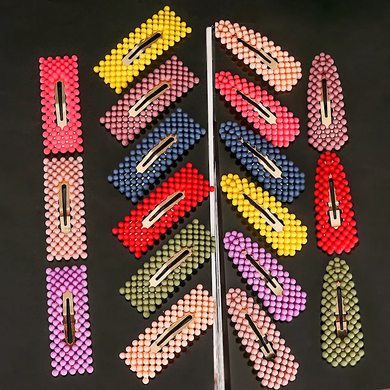 Модная неоновая заколка для волос с жемчугом женская элегантная заколка-пряжка