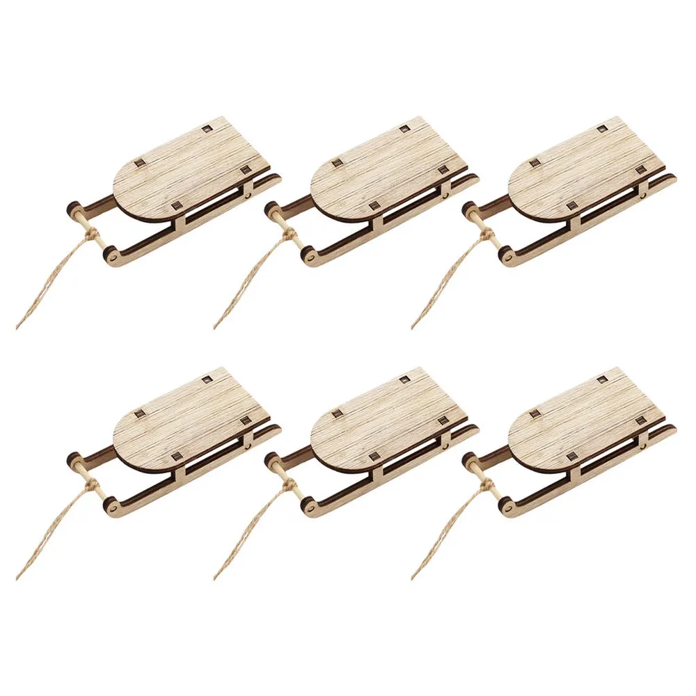 

6pcs Mini Sleighs Miniature Wooden Mini Sleighs Kit Tabletop Wood Sleighs