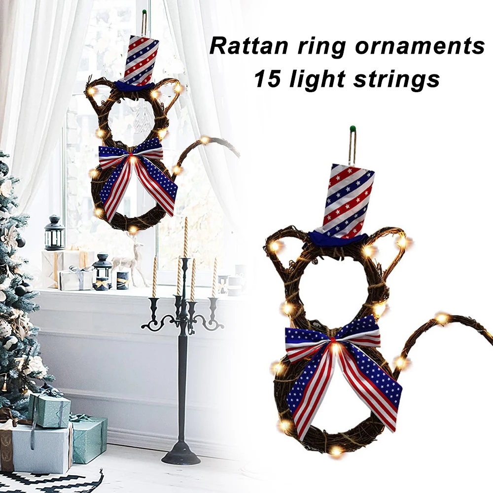 

Американский флаг День Независимости Кот лозы круговой орнамент с светильник Национальный день декоративные украшения на вечеринку _ неде...