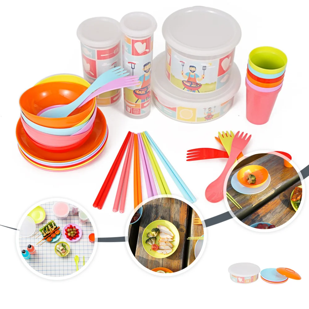 

1 Set/6pcs Outdoor Tableware Reusable Fruit Plate Picnic Dessert Plate