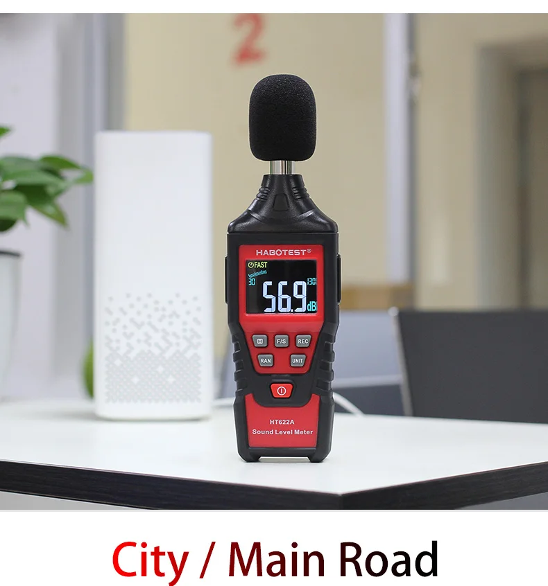 Habotest HT622A цифровой измеритель уровня звука регистратор 30~ 130 дБ цифровой диагностический инструмент ЖК-подсветка Высокая сигнализация регистрации данных