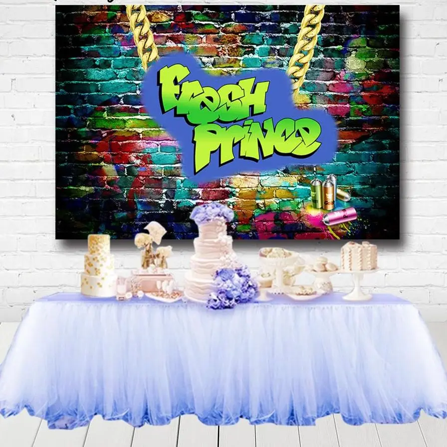 

Graffiti Brick Wall Fresh Prince Backdrop For Photography Photocall 80s 90s Glow Party Banner Background Retro Banner