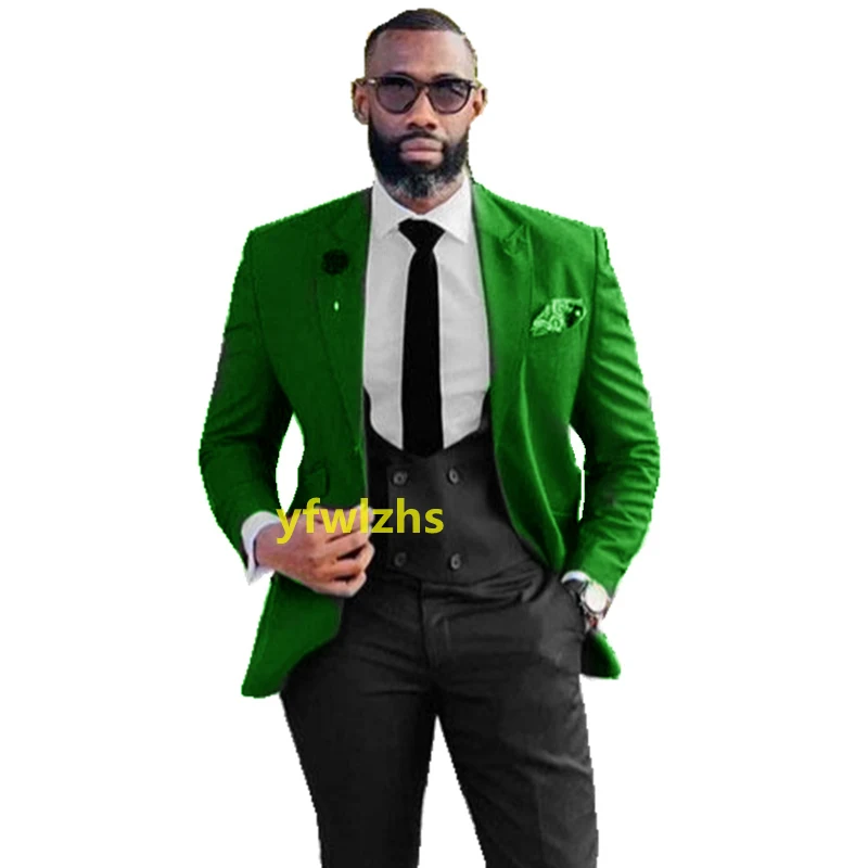 

Handsome One Button Groomsmen Peak Lapel Groom Tuxedos Men Suits Wedding/Prom/Dinner Best Blazer(Jacket+Pants+Vest+Tie) 266