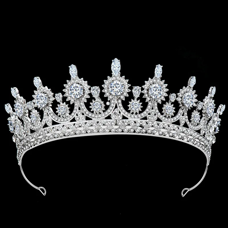 

Himstory Newest Luxury European Tiaras And Crowns AAA CZ Rhinestone Princess Pageant Engagement Wedding Bridal Hair Accessories