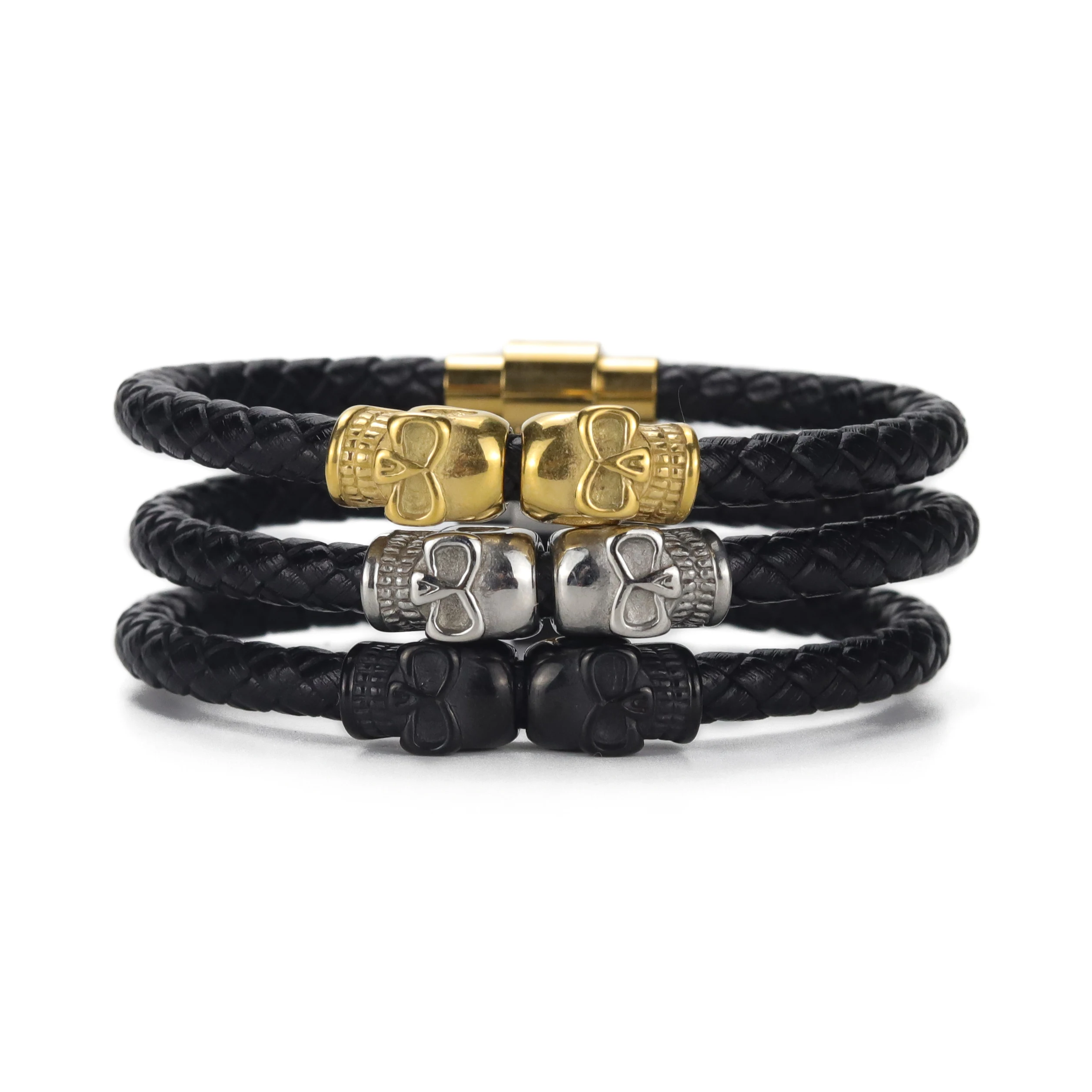 Роскошный брендовый мужской оплетенный браслет из натуральной кожи ручной