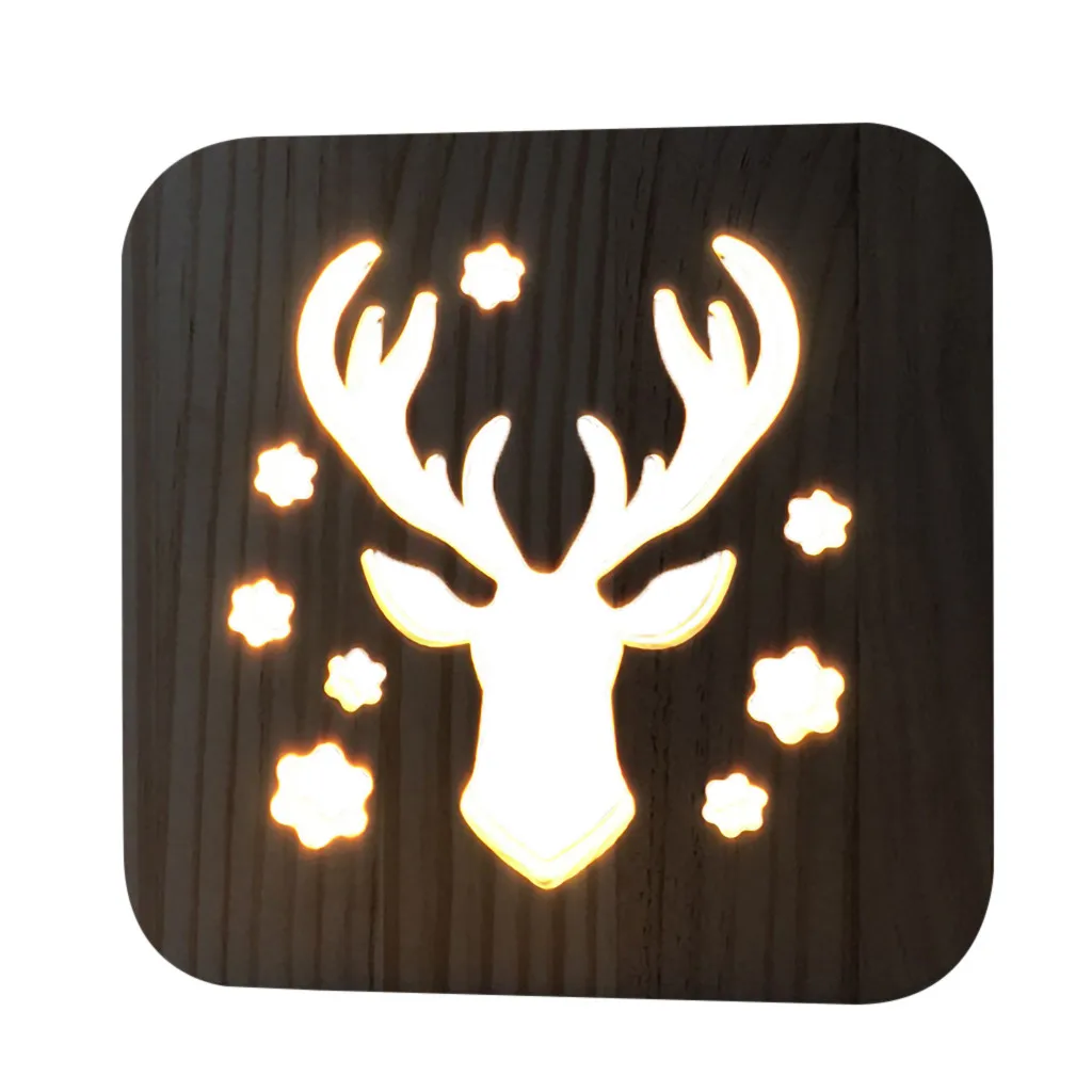 Деревянный светодиодный светильник Firya в форме лося рыбы краба динозавра