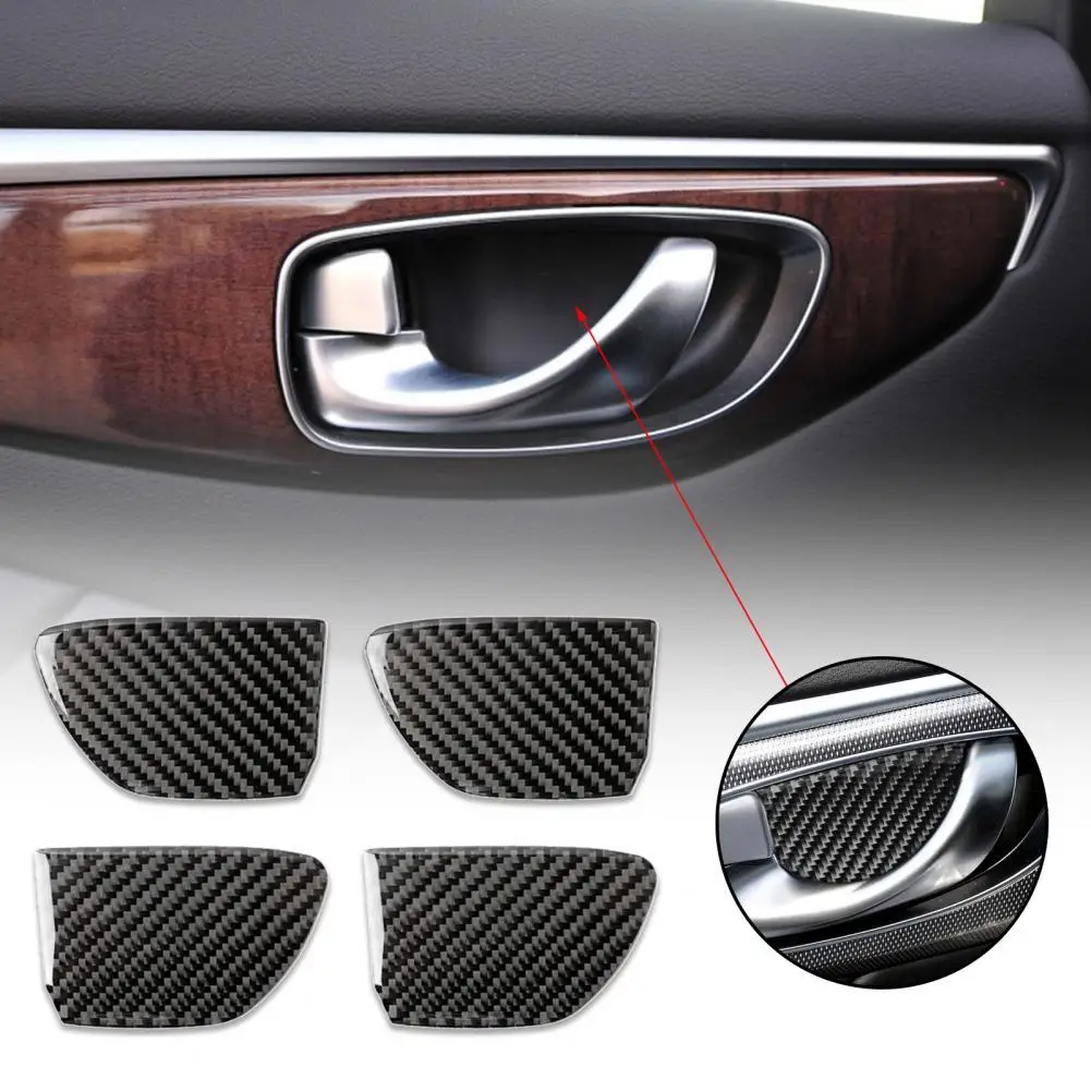 

4 шт. стикеры на дверь автомобиля, стильная Пылезащитная наклейка из углеродного волокна, Черная внутренняя крышка для двери, для Infiniti Q50 ...
