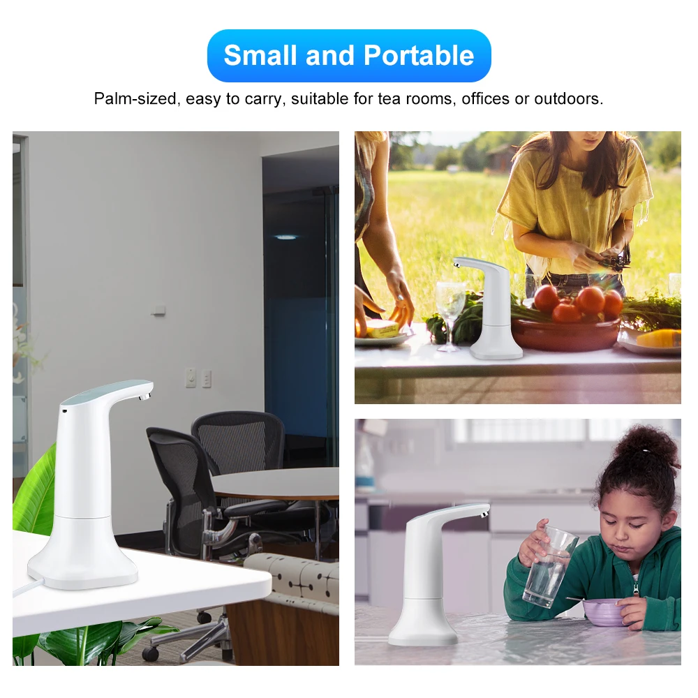 Rechargeable Electric Smart Water Bottle Dispenser Portable Automatic Drinking Pump with Base LED Night Light Device | Дом и сад