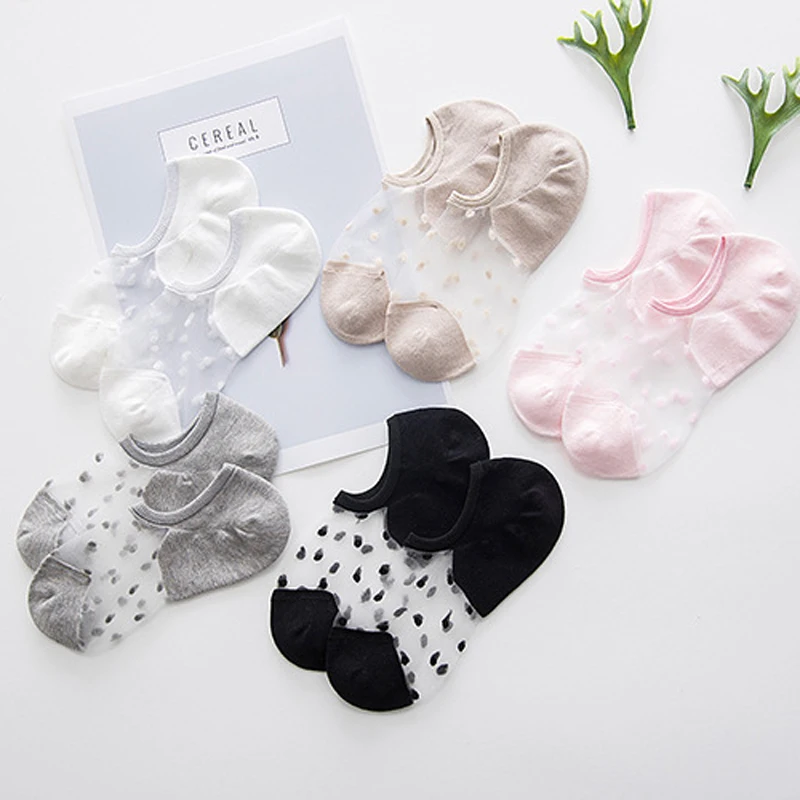 

3pairs Casual Summer Ankle Short Women Socks Invisible Boat Socks Mesh Transparent Ladies Breathable Lace Low Cut Socks Female