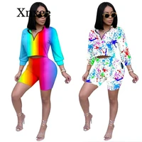 2020 autumn two piece set summer tracksuit women crop top and shorts set casual sportwear 2 piece outfits for women sweat suits