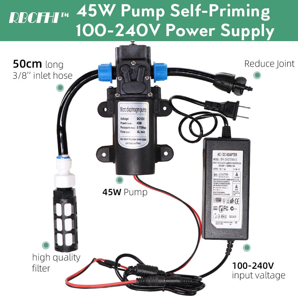 10-25M 45W Pump Self-Priming Watering System Adjustable 2-IN-1 Misting Spray Drippers Garden Balcony Irrigation Kit 110-124V | Дом и сад