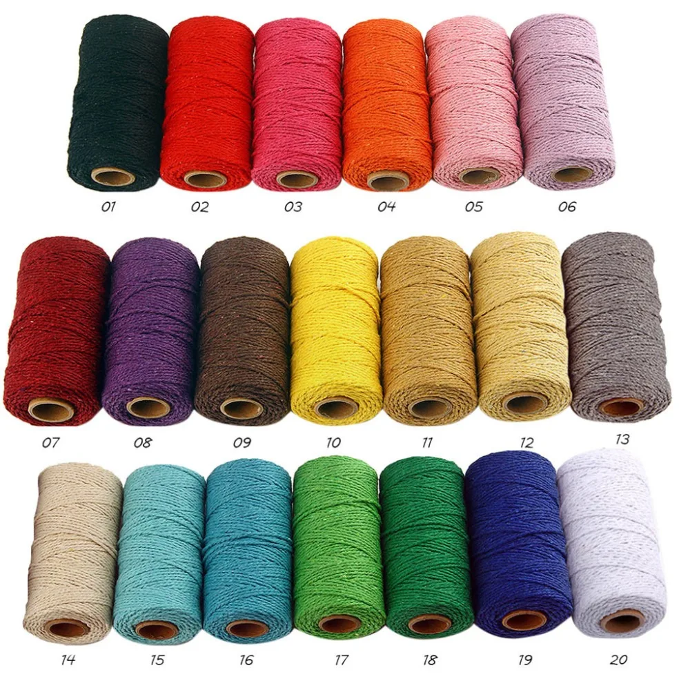 

Rope Twisted-Cord 100% Cotton rope colorful twine macrame cord string thread for party wedding decoration accessory DIY cord