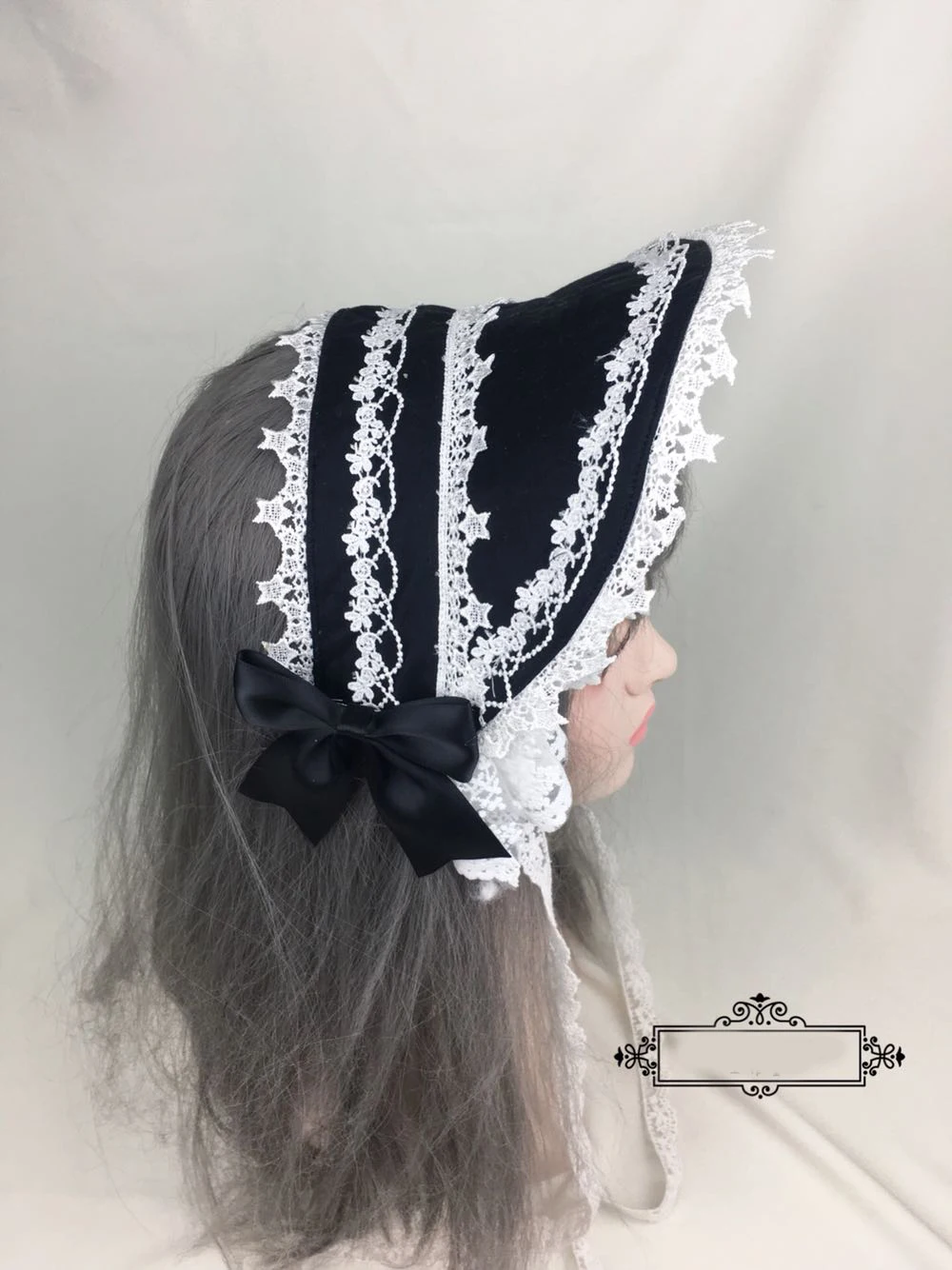 Lolita Gothic Retro Black Lace Trim Simple Bonnet Headwear Top Hat Adjustable Sun Women Princess Victorian Bandge Half Bnt |