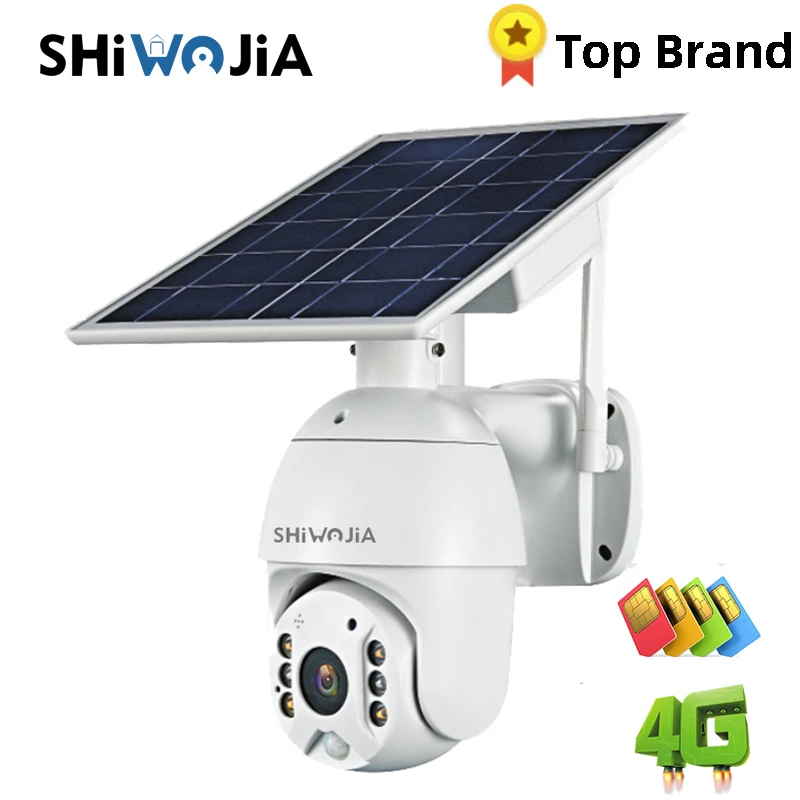 SHIWOJIA Камера 4G сим карты 1080P HD Панели солнечные наружного наблюдения CCTV умный дом