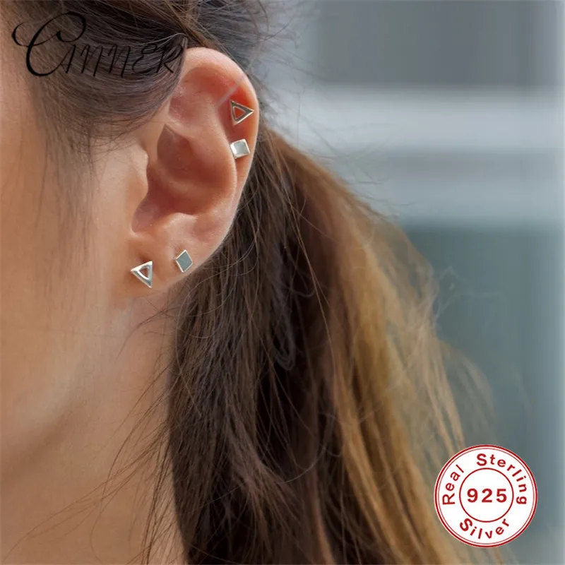 Женские треугольные серьги гвоздики из серебра 925 пробы|Серьги-гвоздики| |