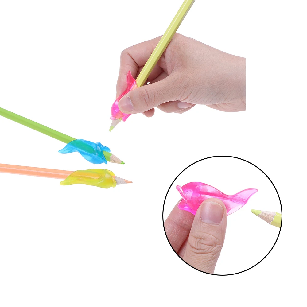 

3Pcs Cute Silicone Dolphin Fish Style Children Pencil Students Hold Pen Writing Drawing Posture Correction Funny Toys