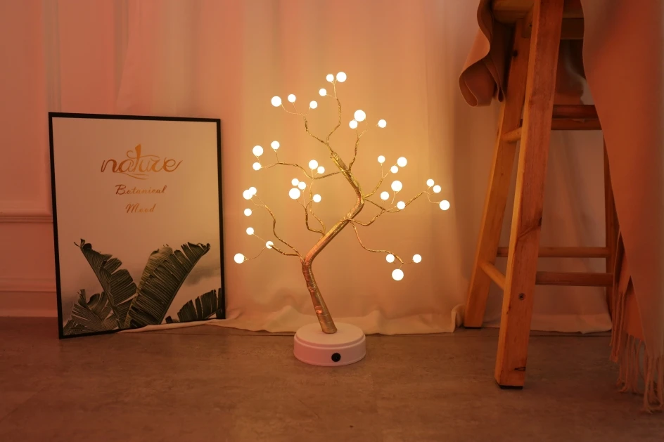 

LED Copper Wire Night Light Tree Fairy Lights Home Decoration Night Lamp USB Battery Operated For Bedroom Bedside Table Lamp