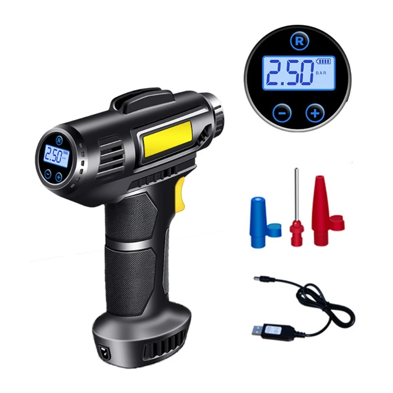 

2022 New Air Compressor for Basketball Car Tire Inflator 8.4V/120W Portable Electric Pump with Digital Pressure Gauge