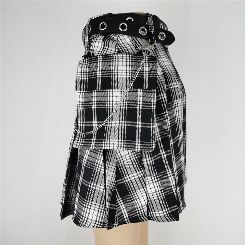 

Summer Korean High Waist Pleated Skirts Black Gothic Sexy Cute Mini Plaid Skirt Women JK Uniform Students Clothes Y2K 90S