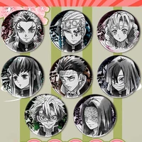 5 8cm tinplate tanjirou icon collection breastpin for backpacks anime badges demon slayer kimetsu no yaiba cosplay brooch pins