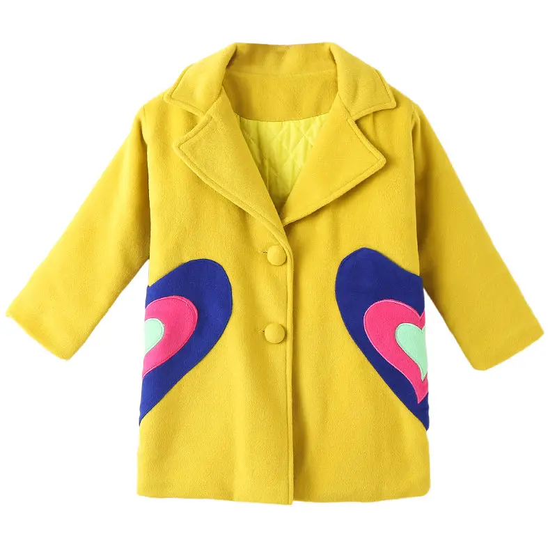 Зимнее пальто для девочек новинка 2020 модное осеннее шерстяное с сердечками