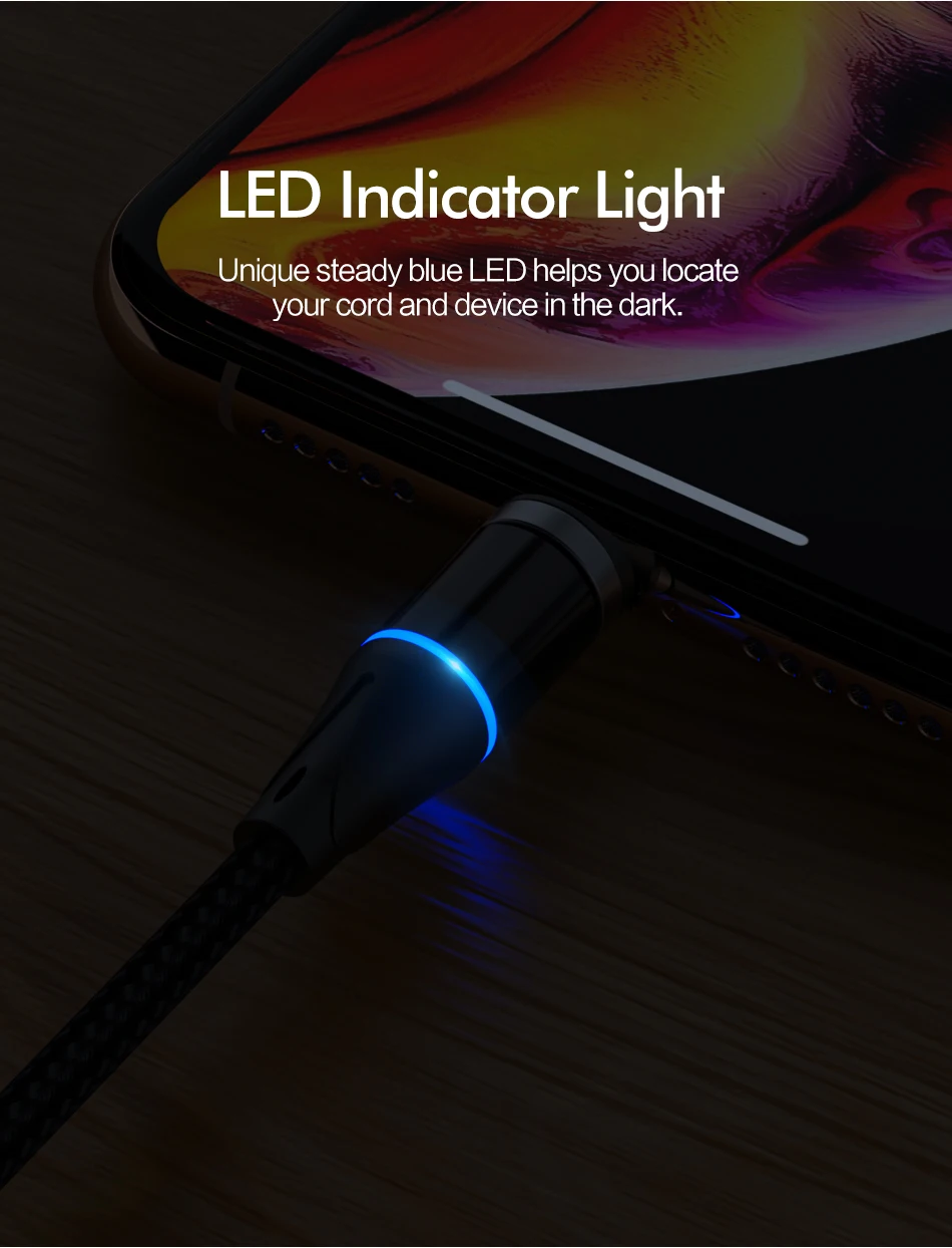 ROCK 5A Магнитный кабель Micro Usb type C супер быстрая зарядка телефона Usb C светодиодный светильник для iPhone Xiaomi huawei Android Phone 1 м 2 м
