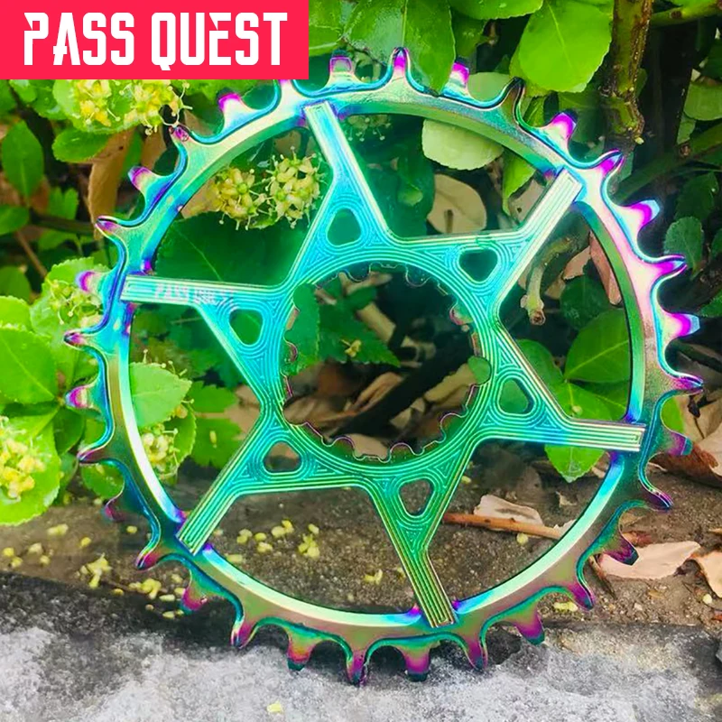 Pass Quest GXP Straight-Mounted Chainwheel 3mm Offset Titanium-Plated Round Chainring Bicycle Positive Negative Gear XX1 X01 GX