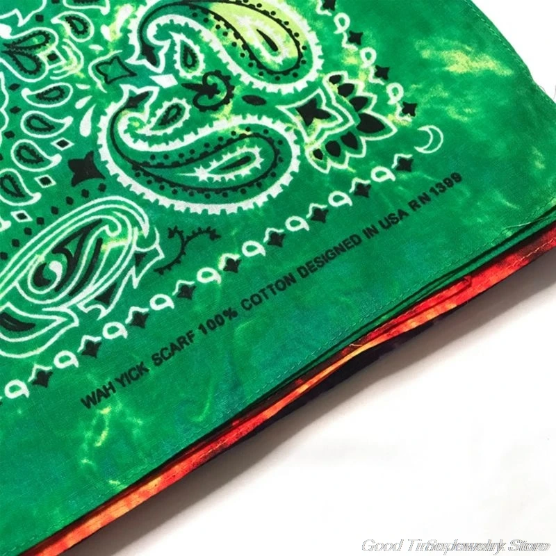 

55x55cm Unisex Cycling Outdoor Square Bandanas Tie-Dye Gradient Colorful Hip-Hop Neckerchief Retro Paisley Floral Print Headwrap