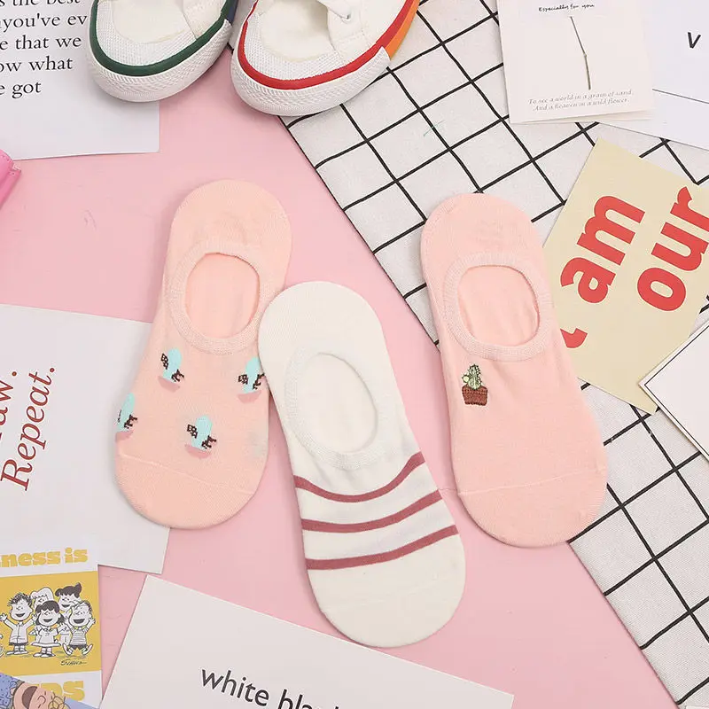 Sfree 6Pairs Cute Invisible Socks Female Socks Shallow Mouth Girls Boat Socks Summer Thin Section Korean Ins Tide Japanese