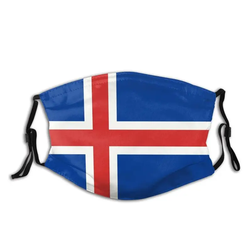 

Breathable Flag Of Iceland Mask for Face Anti Haze Dustproof Protection Respirator Mouth Muffle Mask with Filters PM 2.5