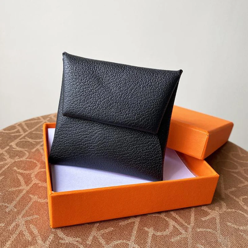 Genuine Leather Top Quality Small Coin Purse Fold Buckle Change Wallet Women Brand Designer Mini purse Bag