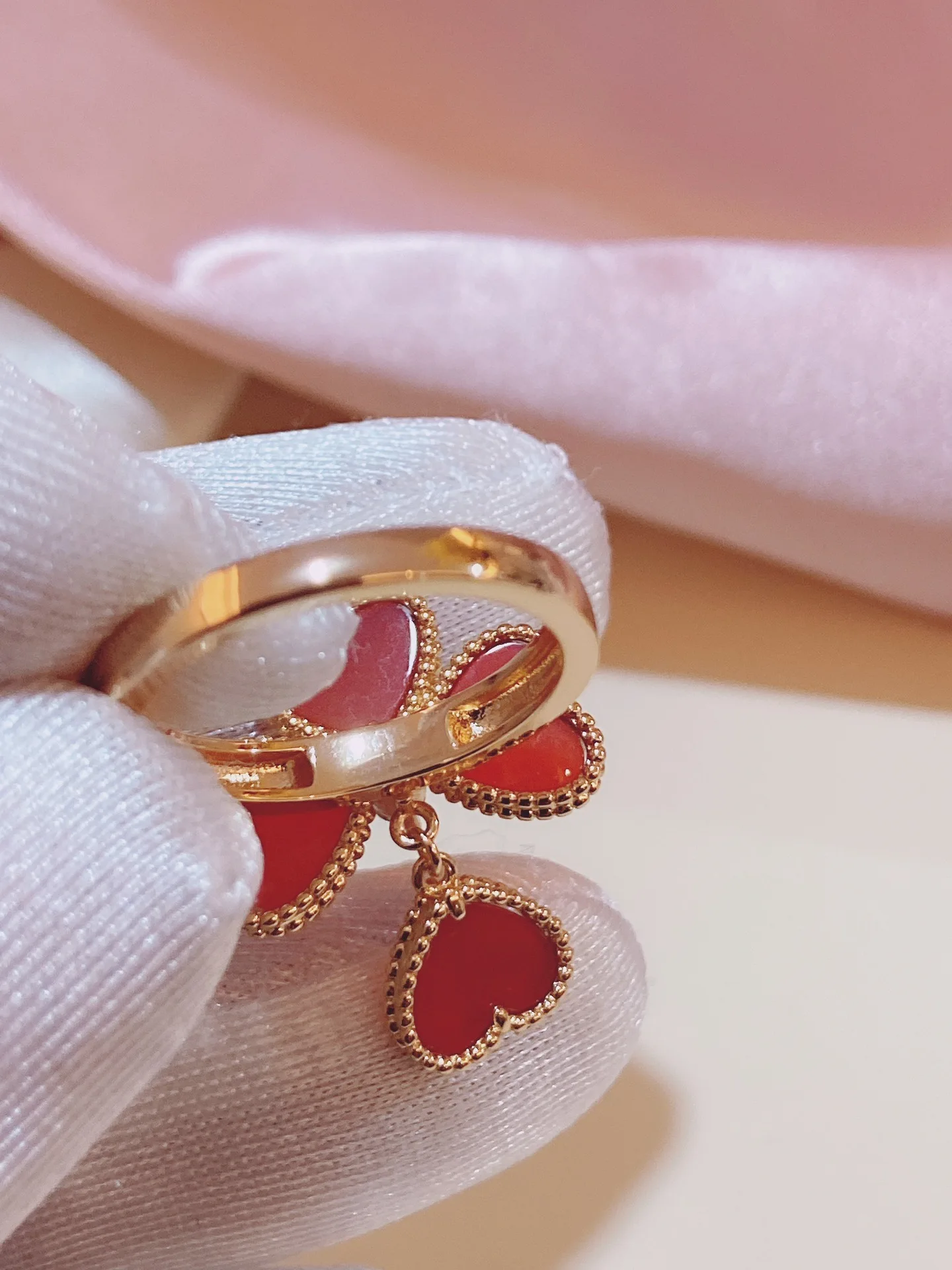 

New product trend fashion chic S925 silver 18K gold four-leaf clover love heart ring high quality exquisite gift for women