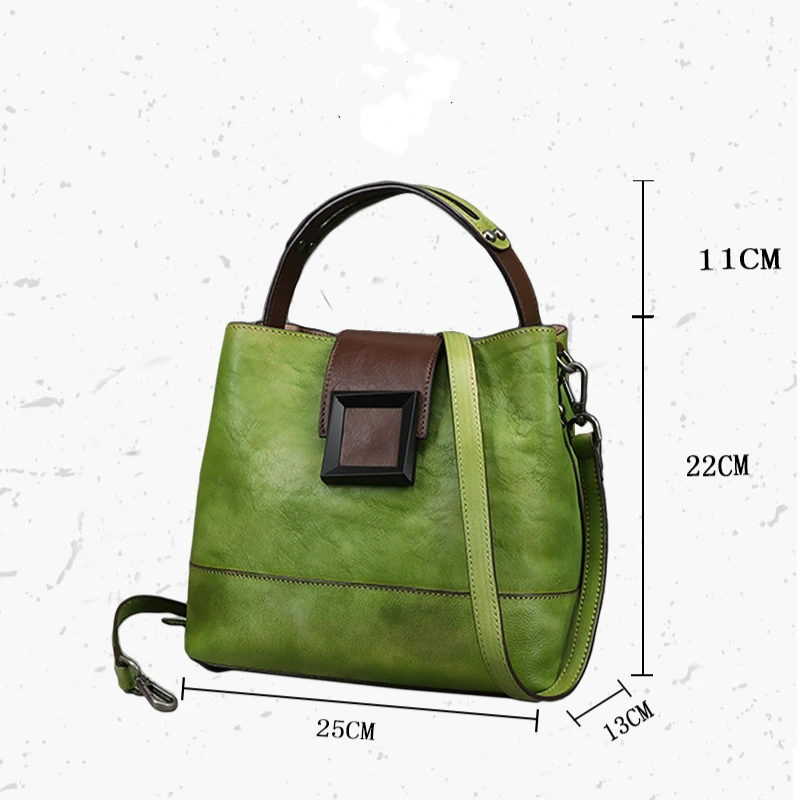 

OYIXINGER Retro Women Bag Genuine Leather Handbags For Women Handmade Bucket Bag Female Vintage China Style Shoulder Bag Ladies