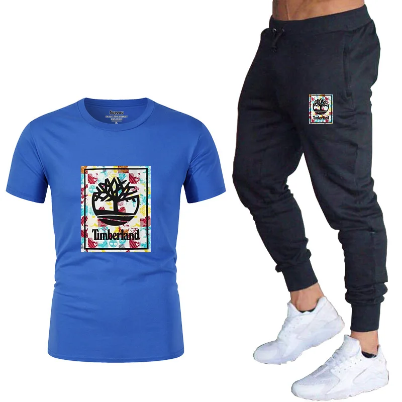 

Men's men's sets Sports Casual Top + Pants 2-piece Set Summer Round Neck Men's suit t-shirt S-2XL tracksuit men T-shirt