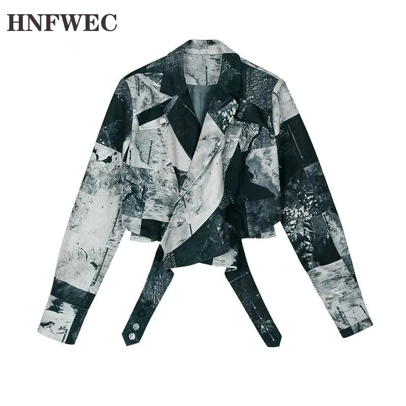 

Women Blazer Irregular Print Vintage Short Women Blazers Jackets All Match Casual Print Long Sleeve Womens Blazer 2020 P129