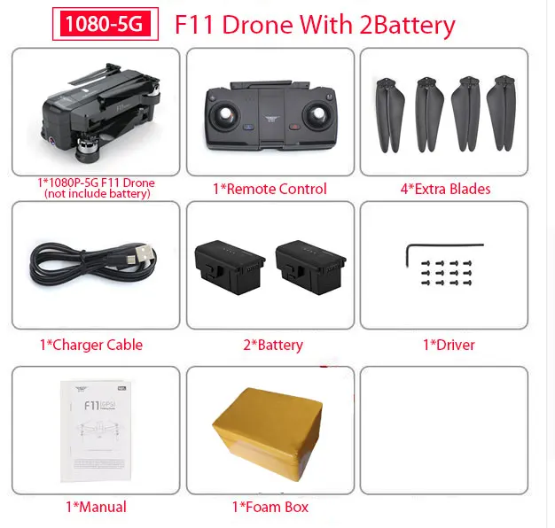 F11 2B Foam Box SJRC F11 PRO gps Дрон с Wifi FPV 1080 P/2 K HD камера F11 бесщеточный Квадрокоптер 25 минут время полета складной Дрон Vs SG906 - Цвет: F11 2B Foam Box