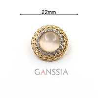 2pcslot size22mm attractive round resin rhinestone buttons blackgolden metal shank button for diy sewing accessoriesss 2524