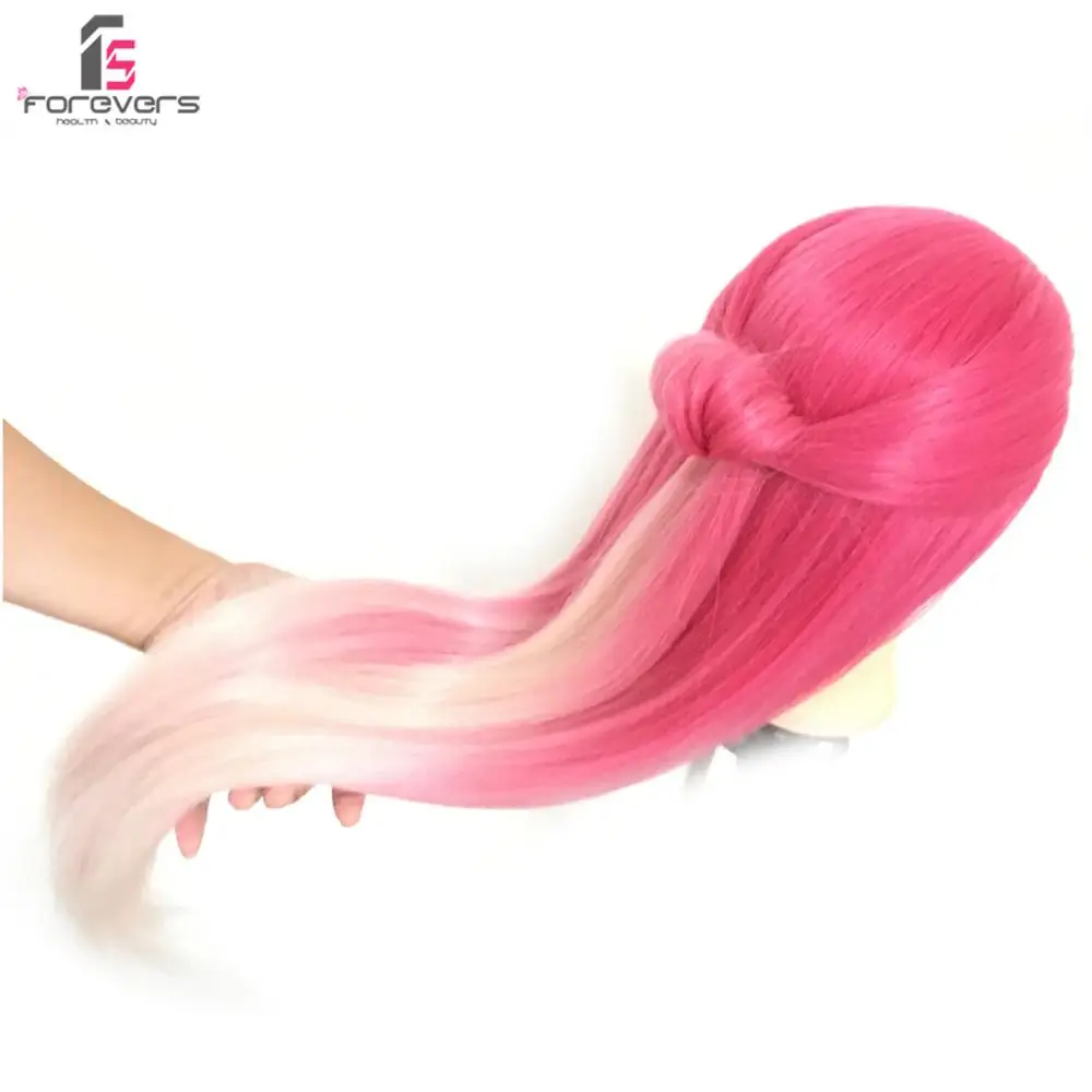

100% Color 22" Hair Training Head Hairdressing Styling Mannequin Doll Rose White + Free Clamp